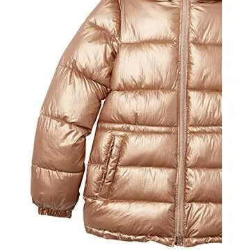 Amazon Essentials Women's Heavyweight Quilted Hooded Puffer Winter Jacket with Adjustable Waist, Metallic Taupe, Medium