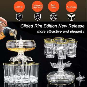 Gmaxty Shot Dispenser with 6 Shot Glasses, Shot Glass Dispenser,Upgraded Prestige Shot Dispenser,Dri...