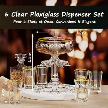 Gmaxty Shot Dispenser with 6 Shot Glasses, Shot Glass Dispenser,Upgraded Prestige Shot Dispenser,Drink Dispenser for Parties,Drinking Games, Bars, and Hosting
