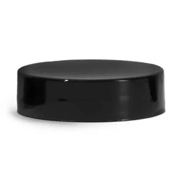 Premium Essential Oil 2 Ounce Black Straight Sided Jar, PET Plastic Empty Refillable BPA-Free, with Smooth Lined Lids (24 Pack, Black Lid)