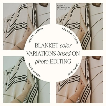 Turkish Cotton Throw Blanket | Large 65 x 85 | Cream & Black