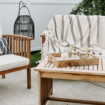 Turkish Cotton Throw Blanket | Large 65 x 85 | Cream & Black