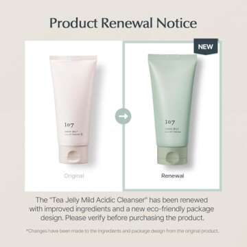 107 Gentle Gel Cleanser, Low pH, Non-Stripping Cleanser for Sensitive Skin, Enriched with Antioxidant & Calming Ingredients, Korean Beauty (4.0 fl oz)