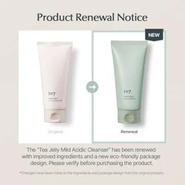 107 Gentle Gel Cleanser, Low pH, Non-Stripping Cleanser for Sensitive Skin, Enriched with Antioxidant & Calming Ingredients, Korean Beauty (4.0 fl oz)