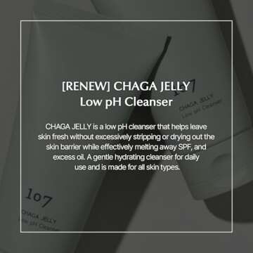 107 Gentle Gel Cleanser, Low pH, Non-Stripping Cleanser for Sensitive Skin, Enriched with Antioxidant & Calming Ingredients, Korean Beauty (4.0 fl oz)