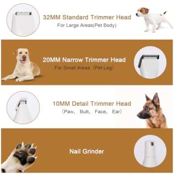 Dog Grooming Kit Hair Clipper, 4 in 1 Pet Dog Clippers with Nail Grinder