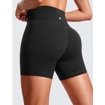 CRZ YOGA Womens Butterluxe Crossover Biker Shorts 5 Inches - Criss Cross High Waisted Workout Yoga Buttery Soft Black Medium