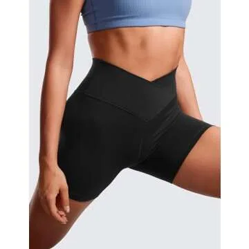 CRZ YOGA Women’s Butterluxe Crossover Biker Shorts - Soft & Stylish