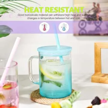 AGH Sublimation Glass Blanks with Colorful Lid and Straw
