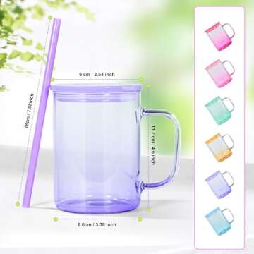 AGH Sublimation Glass Blanks with Colorful Lid and Straw