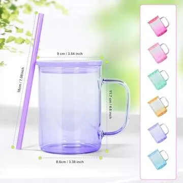 AGH Sublimation Glass Blanks with Colorful Lid and Straw