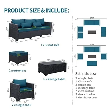 Rattaner 6-Piece Patio Furniture Set for Outdoor Relaxation