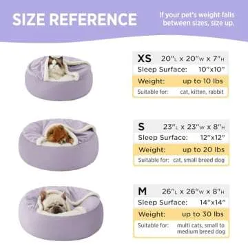 Lesure Medium Dog Bed with Cover Cave - Covered Round Dog Bed for Small and Medium Dogs, Machine Washable Burrow Pet Bed with Hooded Blanket, Cozy Cave Dog Bed with Anti-Slip Bottom, Purple 26"