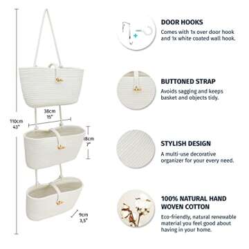 Stylish OrganiHaus 3-Tier Wall Hanging Baskets for Organization