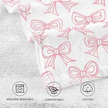 Hand Towels Set of 2 Cute Pink Bows Cotton Face Towel Bath Towel for Gym Spa Bathroom Absorbent Soft Guest Towel Home Decor 16 * 28in
