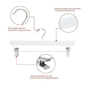Amazon Basics Durable Wooden Pants and Skirt Hangers with Clips - Elegant 10-Pack