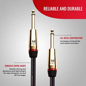 Monster Prolink Rock Instrument Cable. 6 ft Straight to Straight Monster Guitar Cable. For Electric ...
