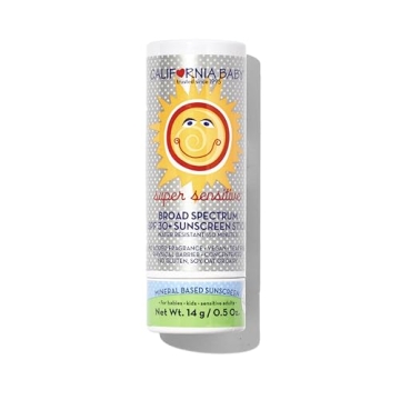California Baby Super Sensitive SPF 30+ Sunscreen Stick | Broad Spectrum | Unscented Hypoallergenic ...