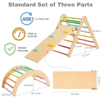 Beright 4-in-1 Pikler Triangle Gym Montessori Foldable Climber
