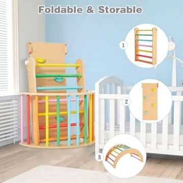 Beright 4-in-1 Pikler Triangle Gym Montessori Foldable Climber