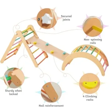 Beright 4-in-1 Pikler Triangle Gym Montessori Foldable Climber