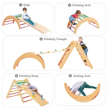 Beright 4-in-1 Pikler Triangle Gym Montessori Foldable Climber
