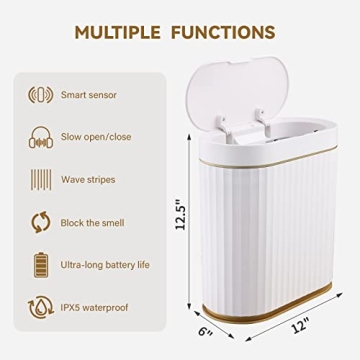 Stylish Motion Sensor Trash Can for Bathroom & Kitchen