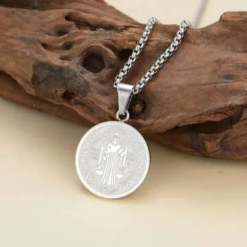 Yonhon St Saint Benedict Medal Necklace San Benito Necklace for Men Women