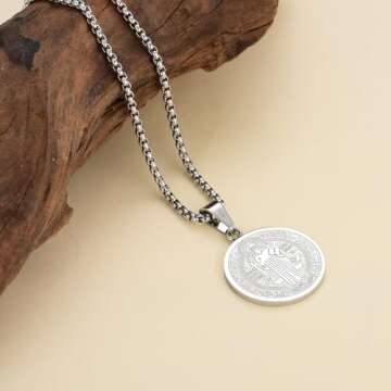 Yonhon St Saint Benedict Medal Necklace San Benito Necklace for Men Women