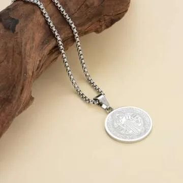 Yonhon St Saint Benedict Medal Necklace San Benito Necklace for Men Women