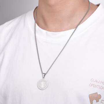 Yonhon St Saint Benedict Medal Necklace San Benito Necklace for Men Women