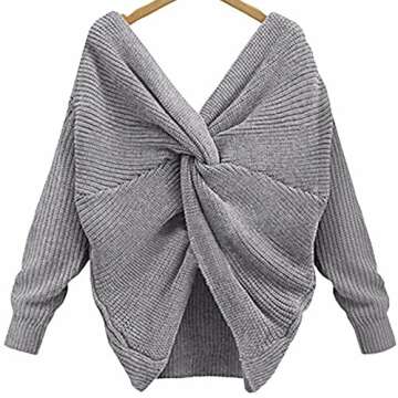 Trendy Women's Long Batwing Sleeve V Neck Sweater