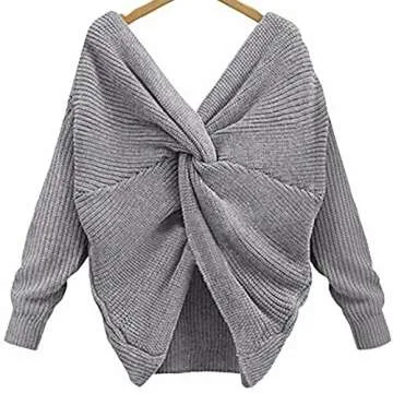 Trendy Women's Long Batwing Sleeve V Neck Sweater