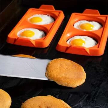 Blackstone 5600 Silicone Egg & Omelet Ring for Breakfast, Non Stick Food Grade Round Egg Cooking Shapers Ring Mold for Pancake, Patties & English Muffin – Portable Griddle Accessories,Orange(Set of 3)