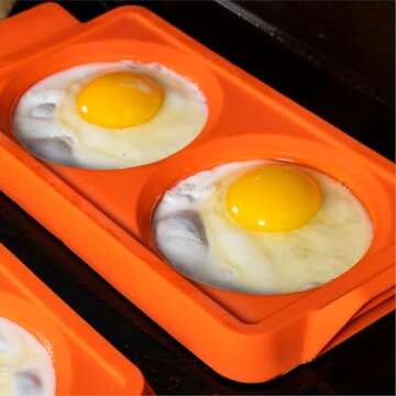 Blackstone 5600 Silicone Egg & Omelet Ring for Breakfast, Non Stick Food Grade Round Egg Cooking Shapers Ring Mold for Pancake, Patties & English Muffin – Portable Griddle Accessories,Orange(Set of 3)