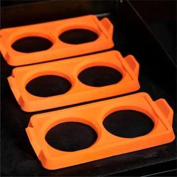 Blackstone 5600 Silicone Egg & Omelet Ring for Breakfast, Non Stick Food Grade Round Egg Cooking Shapers Ring Mold for Pancake, Patties & English Muffin – Portable Griddle Accessories,Orange(Set of 3)