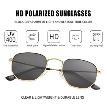 Kursan Stylish Hexagonal Polarized Sunglasses with UV400 Protection