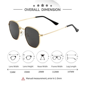 Kursan Stylish Hexagonal Polarized Sunglasses with UV400 Protection