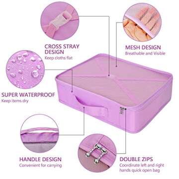 Packing Cubes 8 Sets/7 Colors Travel Luggage Organizers Include Waterproof Shoe Storage Bag Convenie...