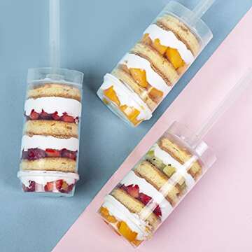 Clear Push-Up Cake Pop Shooter (Push Pops) Plastic Containers with Lids, Base & Sticks, Pack of 80(80 pack)