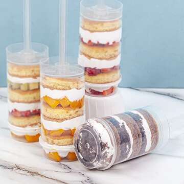Clear Push-Up Cake Pop Shooter (Push Pops) Plastic Containers with Lids, Base & Sticks, Pack of 80(80 pack)