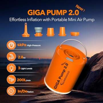New GIGA PUMP 2.0 Electric Portable Air Pump 1300mah Battery Rechargeable Pump Ultra-Mini Inflator/D...