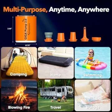 New GIGA PUMP 2.0 Electric Portable Air Pump 1300mah Battery Rechargeable Pump Ultra-Mini Inflator/Deflator Pump for Swimming Rings air Mattress Bed Pool Toy Camping Light Ultra-Mini Air Pump