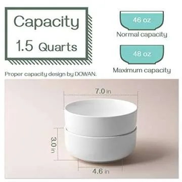 DOWAN 48 OZ Ceramic Large Bowls Set of 2 - White Serving Bowls for Soup, Ramen, Oatmeal, Pasta, Salad, Mixed Fruit - Dishwasher & Microwave Safe