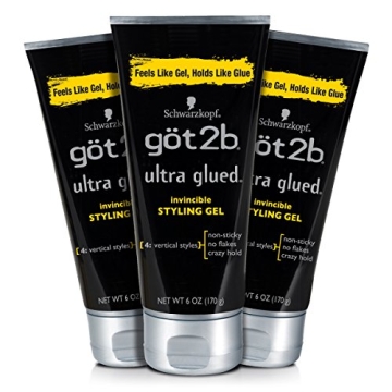 Got2b Ultra Glued Invincible Styling Hair Gel 3 Pack, 6 oz Each