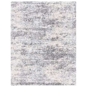 SAFAVIEH Berber Shag Collection Area Rug - 9' x 12', Grey Blue & Cream, Modern Abstract Design, Non-Shedding & Easy Care, 1.2-inch Thick Ideal for High Traffic Areas in Living Room, Bedroom (BER219G)