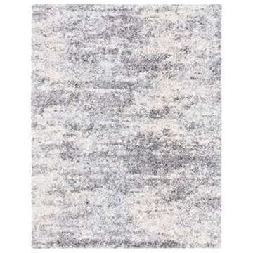SAFAVIEH Berber Shag Collection Area Rug - 9' x 12', Grey Blue & Cream, Modern Abstract Design, Non-Shedding & Easy Care, 1.2-inch Thick Ideal for High Traffic Areas in Living Room, Bedroom (BER219G)