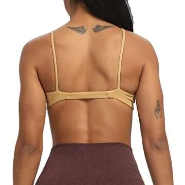 Aoxjox Women's Workout Sports Bras Fitness Backless Padded Ariel Halter Bra Yoga Crop Tank Top (Parchment Yellow, Small)