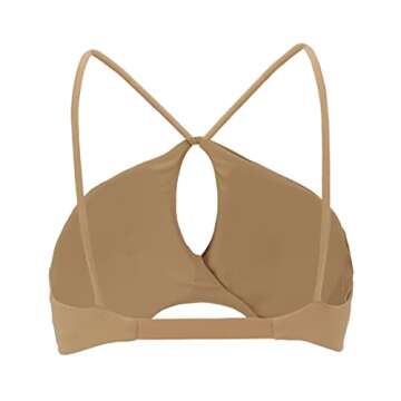 Aoxjox Women's Workout Sports Bras Fitness Backless Padded Ariel Halter Bra Yoga Crop Tank Top (Parchment Yellow, Small)