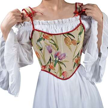 Women's Corset Steampunk Gothic Steel Boned Bustiers Vest Jacquard Lace Up Overbust Corsets Waist Tr...